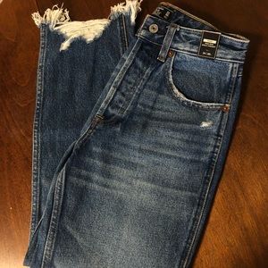 High Rise Ankle Straight Jeans
